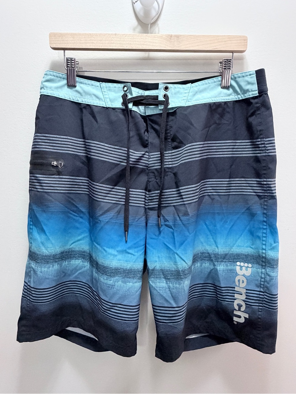 Bench Men's Blue Gradient Stripe Swim Shorts Size Medium